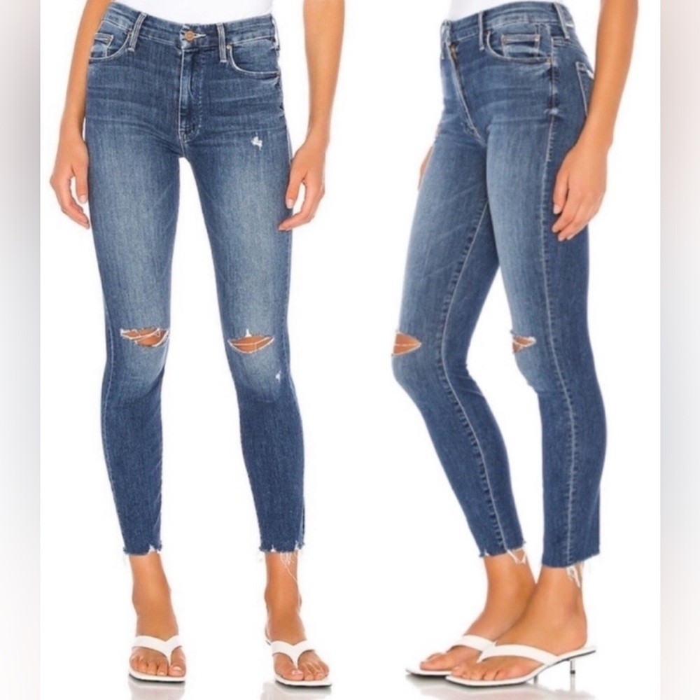 MOTHER Women's Skinny Jeans - Medium Blue Distressed